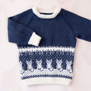 Stickad tröja Räver på isen – garnpaket i Bluum Soft Merino Ull