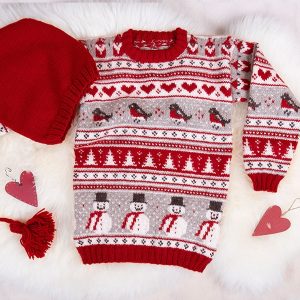 Stickat set Jultröja 4 frg med tomteluva – garnpaket i Bluum Soft Merino Ull
