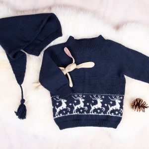 Stickat set Rentröja med tomteluva – garnpaket i Bluum Pure Eco Baby Wool