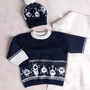 Stickat set Monstertröja och mössa – garnpaket i Bluum Pure Eco Baby Wool