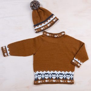 Stickat set Pingvin tröja och mössa – garnpaket i Bluum Pure Eco Baby Wool