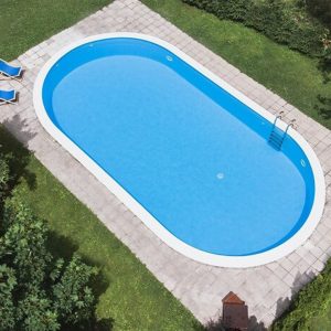 Exklusiv oval stålväggspool 6,9 x 3,2 x 1,2 m med carrara liner