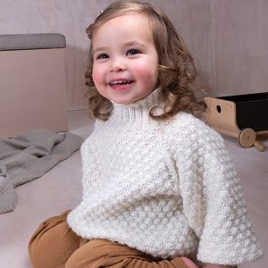Stickad tröja Bubblor till barn – garnpaket i Bluum Pure Eco Baby Wool