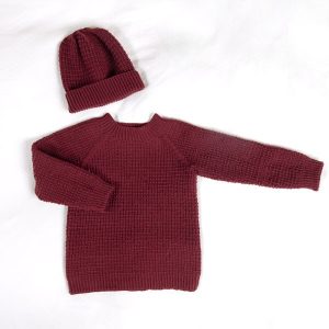Stickad tröja Hugo med mössa Ljung – garnpaket i Bluum Soft Merino Ull