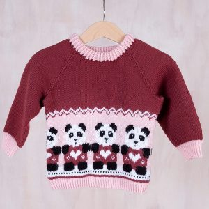 Stickad tröja Panda hjärtvän – garnpaket i Bluum Soft Merino Ull