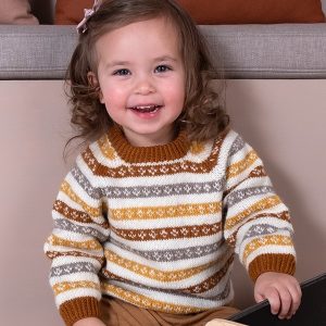 Stickad tröja Randiga pussar – garnpaket i Bluum Pure Eco Baby Wool