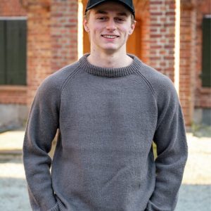 Stickad tröja Ultimat till män Grå melerad – garnpaket i Bluum Soft Merino Ull