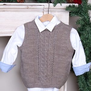Stickad väst Fläta – garnpaket i Bluum Pure Eco Baby Wool