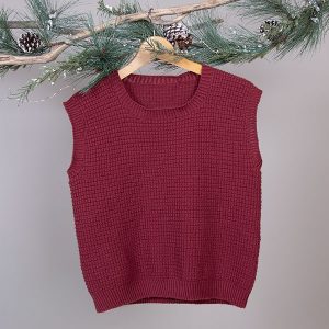 Stickad väst Robin til dam – garnpaket i Bluum Soft Merino Ull