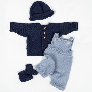 Stickat set Trille med byxor och mössa – garnpaket i Bluum Pure Eco Baby Wool