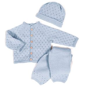 Stickat set Bebisset Madicken – garnpaket i Bluum Soft Merino Ull
