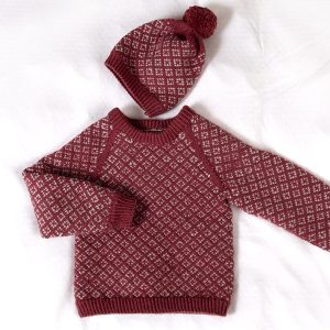 Stickat set Lycka-tröja och mössa – garnpaket i Bluum Soft Merino Ull