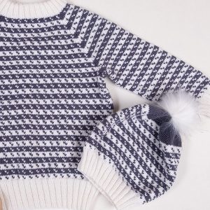 Stickat set Oskar-tröja och mössa – garnpaket i Bluum Soft Merino Ull
